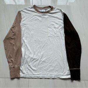 Urban Outfitters White and Brown Long Sleeve Tee